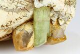 Lustrous, Yellow Apatite Crystals With Calcite & Feldspar - Morocco #185470-2
